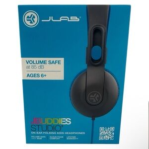 JLAb JBudding Studio On Ear Folding Kid Wired Headphones Blue&Black NIB MSRP $20